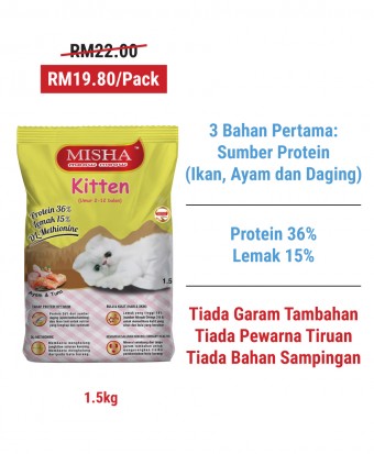 HAHFS : MISHA Kitten Kibbles Chicken & Tuna 1.5KG